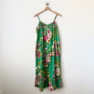 Soft Surroundings Green Floral Maxi Dress